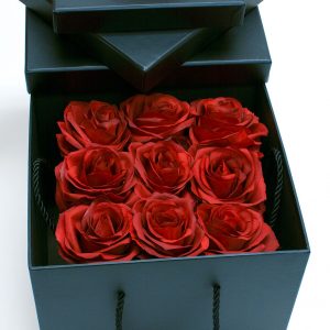 W9458 Black Square Flower Boxes Set of 3