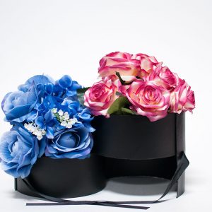 W9590 Double Layer Black Round Flower Box with Window Top (Two-Layers)