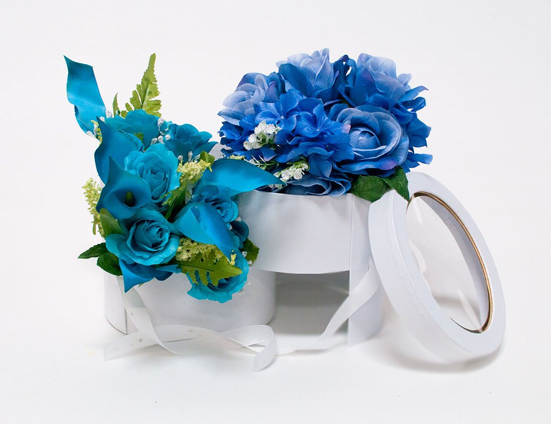 White Round Flower Box