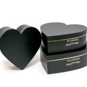 W9645 Black Heart Shape Flower Boxes Set of 3
