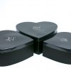 set of 3 heart shape black flower boxes