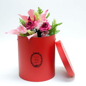 W9217 Red “Just For You” Tall Round Flower Box (Set of 3)