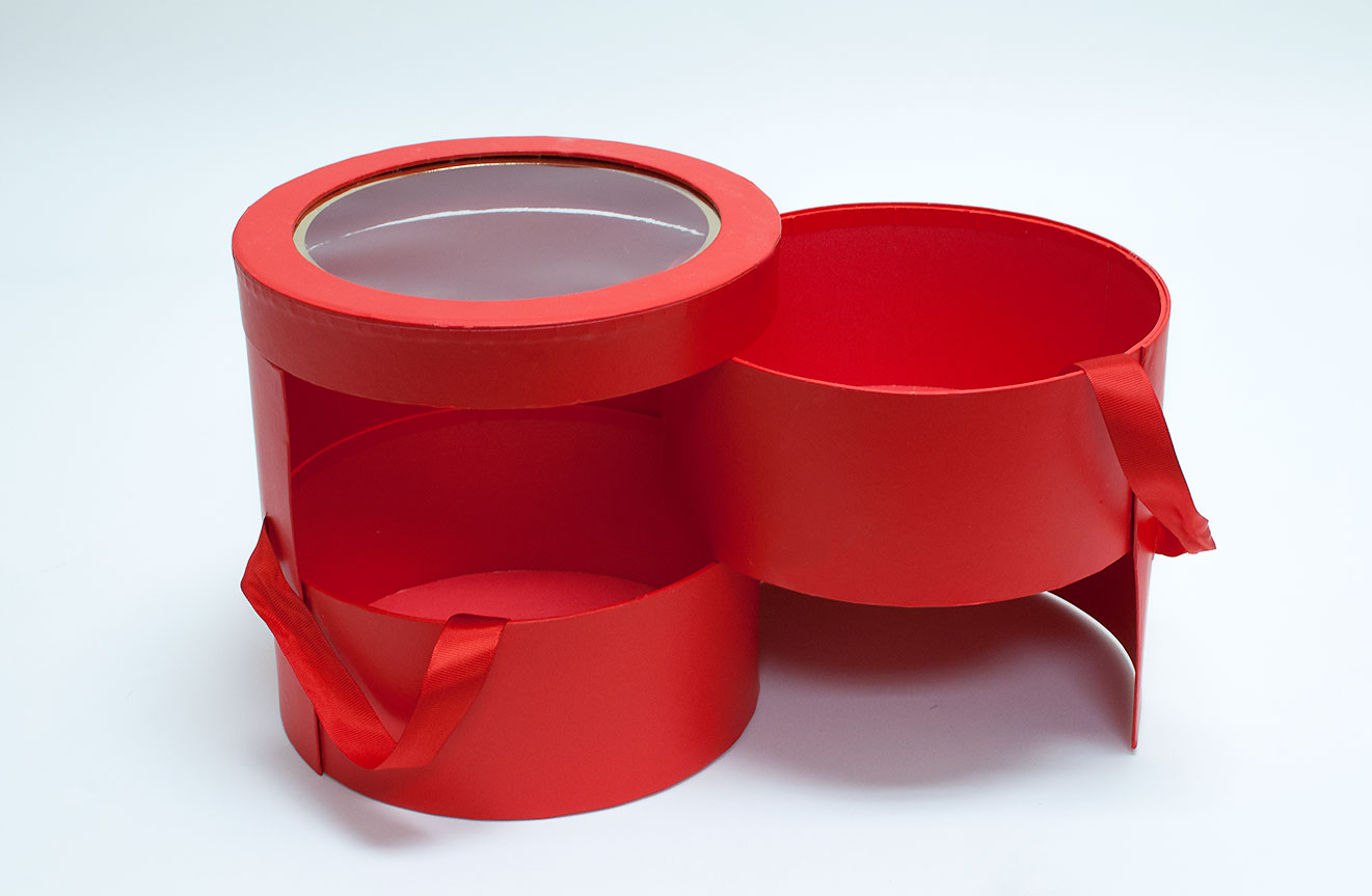 Red Round Two Layers Flower Boxes