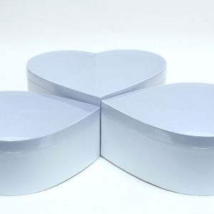 W6632 White Heart Shape Flower Boxes Set of 3 With PVC Transparent Lid