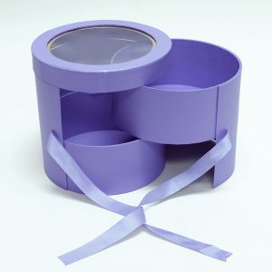 W9610 Double Layer Purple Round Flower Box with Window Lid (Two-Layers)