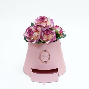 W9763 Pink Cylinder Flower Box With Drawer