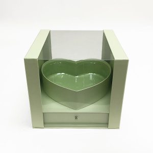 W7248 Light Green Clear Square PVC Flower Box With Heart Shape in the Middle