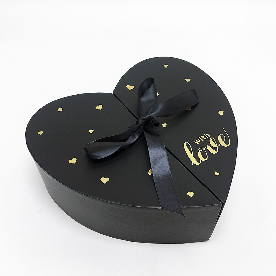 Black Valentine's Heart Shape Flower Box