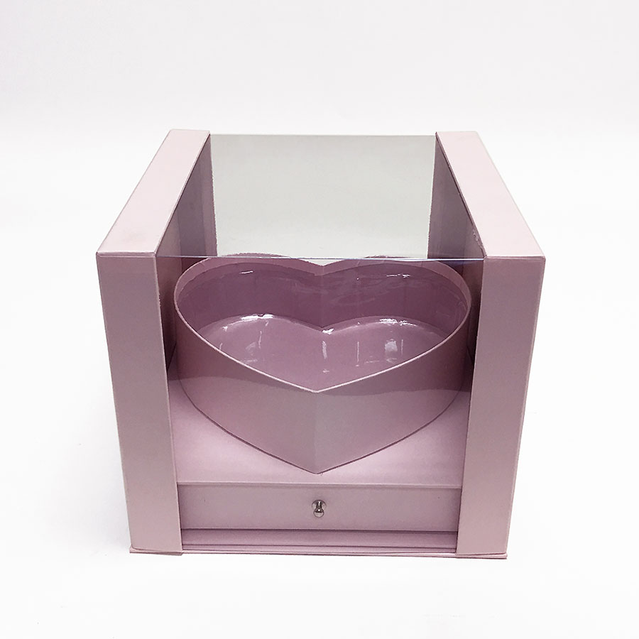 Heart Shape Flower Box W7247-3 Pink PVC Square Flower Box