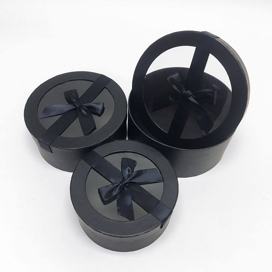 Round Shpae Flower Boxes W7408-2 Black Round Flower Boxes