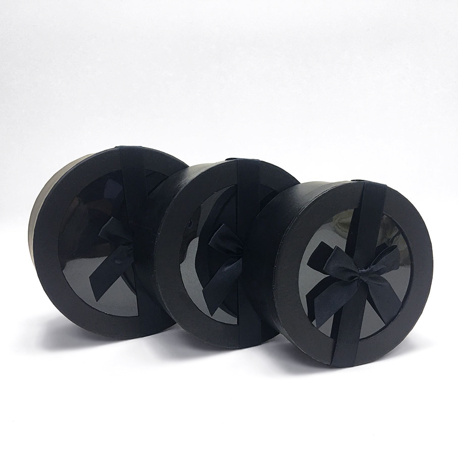Round Shpae Flower Boxes W7408-5 Black Round Flower Boxes