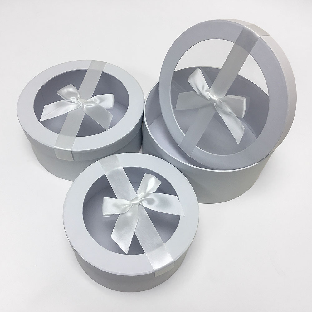 White Round Flower Boxes