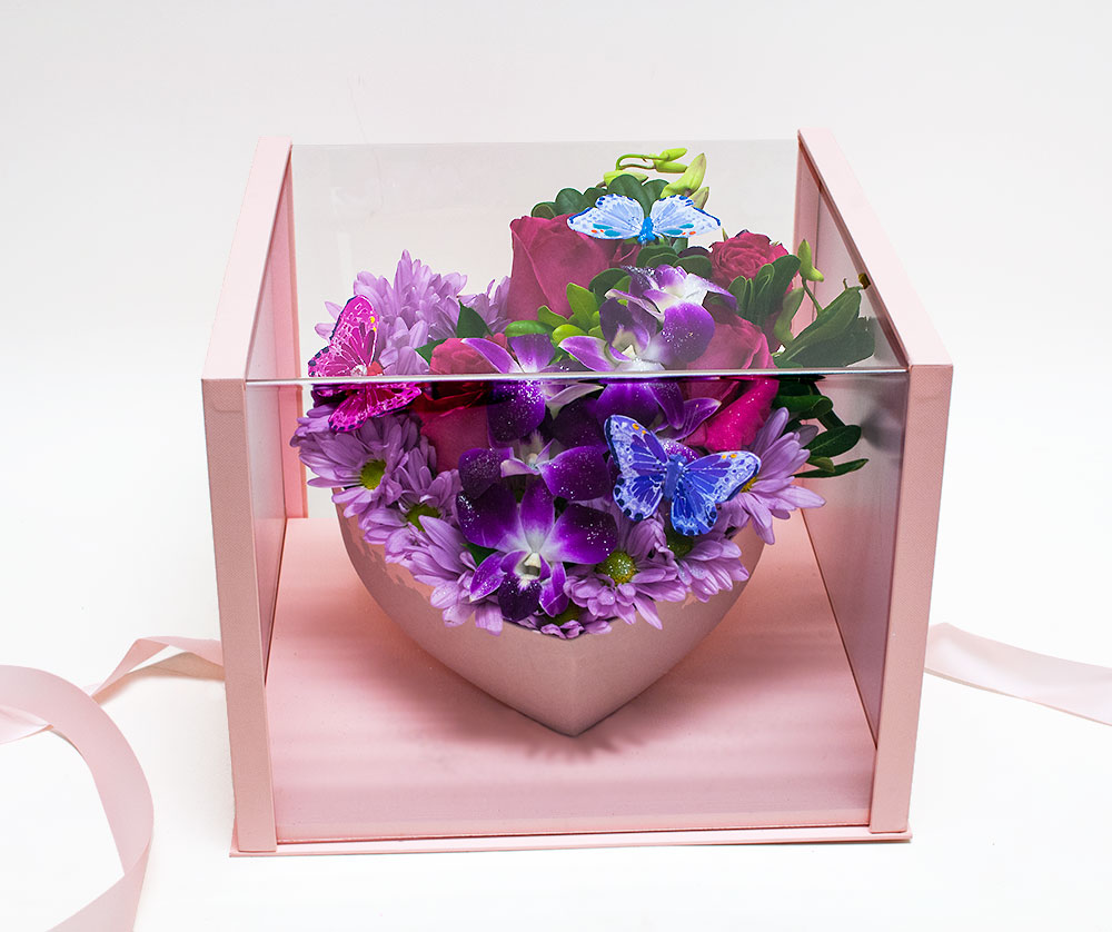 1021Apink-design-2 Acrylic Square Flower Box