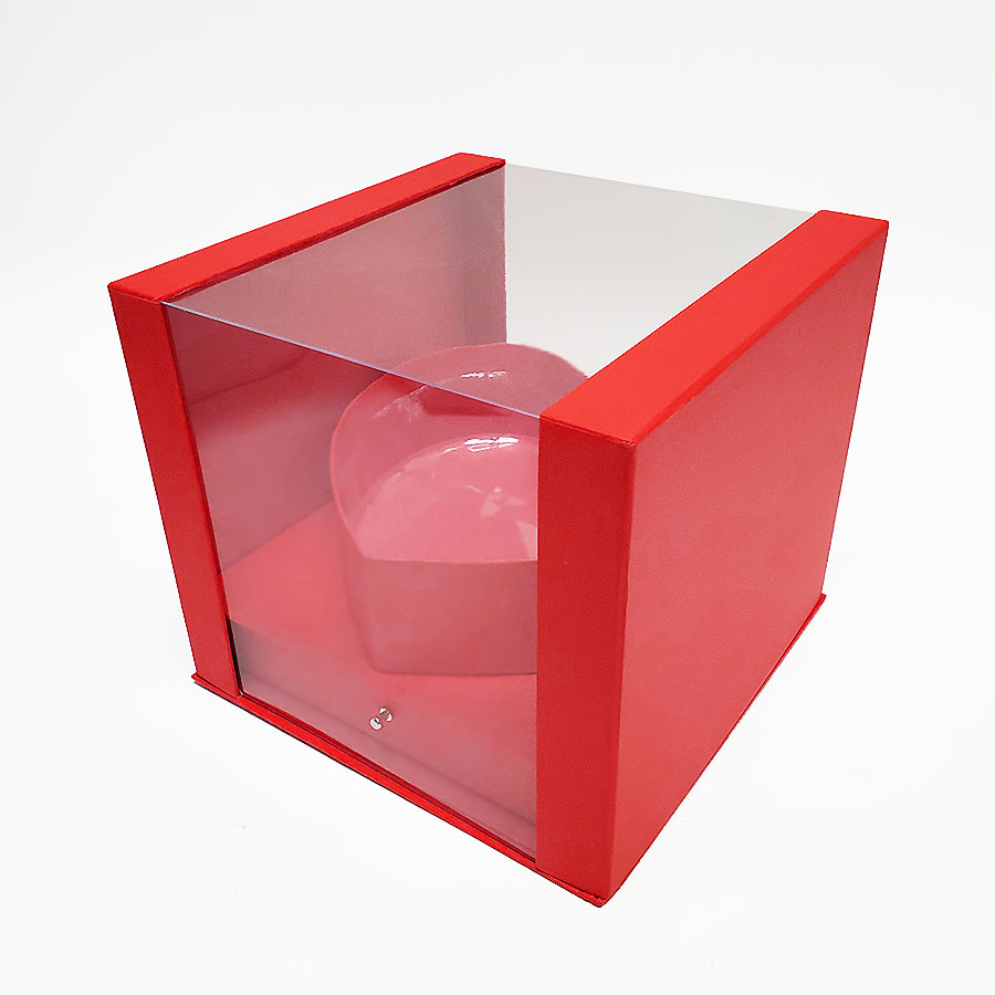 7354-2 Red Square Transparent Flower Box
