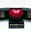 1004Ablack-3 Black Square Flower Box With Heart Enclosed