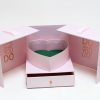 1004Apink-2 Pink Square Flower box with Heart Shape Container