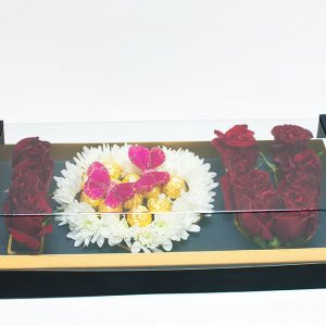 Acrylic I Love You Flower Box Comes With Liners and Foams Black