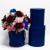 Royal Blue Round Flower Boxes Set of 3