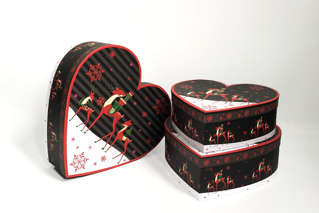 W7843-christmas-reindeer-heart-shape-boxes Christmas Reindeer Heart Shape Flower boxes