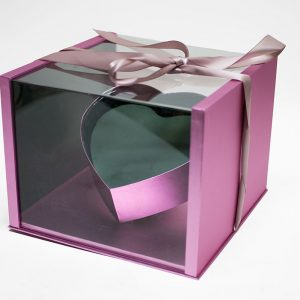 1021ARosegold Rose Gold Acrylic Square Flower Box Tilted Heart Center