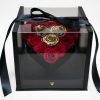 1119Ablk-1 Black Acrylic Square Flower Box Tilted Heart Center And Drawer