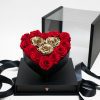 1119ablk2 Black Acrylic Square Flower Box Tilted Heart Center And Drawer