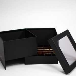 W9768 Black Square Double Layer Flower Box With Window