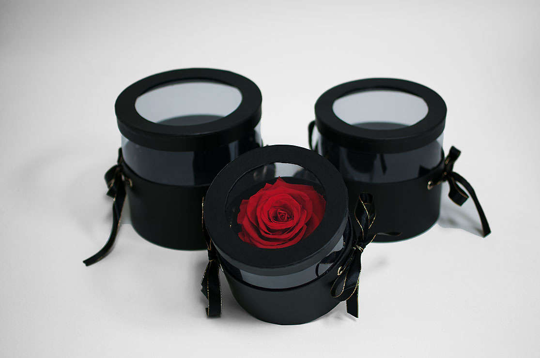 w6786-2-web Black Set of 3 Round Flower Boxes With Window