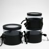 w6786-2.. Black Set of 3 Round Flower Boxes With Window