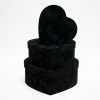 Black Velvet Set of 3 Heart Shape Flower Boxes