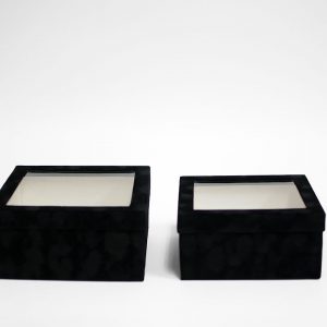 w7335 Black Velvet Square Flower Box with Window Set of 2