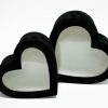 w7758-web Black Velvet Set of 2 Heart Shape Flower Boxes