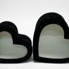 w7758-web2 Black Velvet Set of 2 Heart Shape Flower Boxes