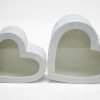 White Velvet Set of 2 Heart Shape Flower Boxes