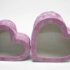 Pink Velvet Set of 2 Heart Shape Flower Boxes