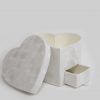 w7801 White Velvet Heart Shaped Box with Drawer
