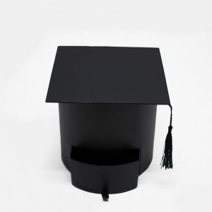 W7957 Black Graduation Cap Flower Box with Drawer