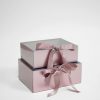 W7970 Rose Gold Rectangular Flower Boxes With Clear Lid and Ribbon Set of 2 W7970 Rose Gold Rectangular Flower Boxes With Clear Lid and Ribbon Set of 2