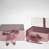 W7970 Rose Gold Rectangular Flower Boxes With Clear Lid and Ribbon Set of 2 W7970 Rose Gold Rectangular Flower Boxes With Clear Lid and Ribbon Set of 2