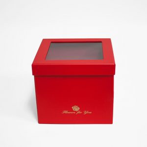 W9771 Red Square Double Layer Flower Box With Window