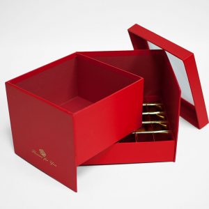 W9771 Red Square Double Layer Flower Box With Window