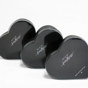 W9824 Clear Lid Black Heart Shape Flower Box Set of 3