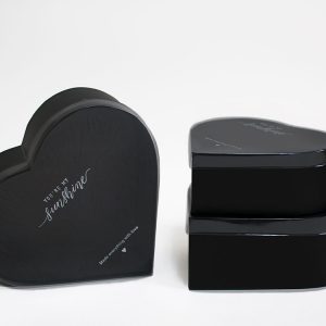W9824 Clear Lid Black Heart Shape Flower Box Set of 3