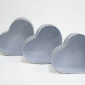W9825 Clear Lid White Heart Shape Flower Box Set of 3