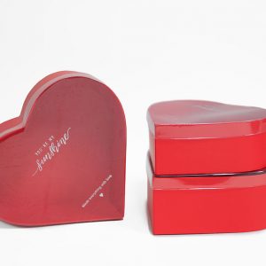 W9826 Clear Lid Red Heart Shape Flower Box Set of 3