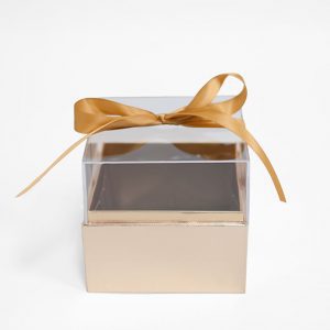 1131Agold Mini Gold Acrylic Square Flower Box