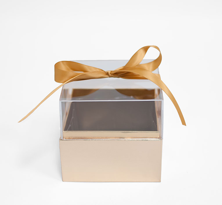 1131Agold Mini Gold Acrylic Square Flower Box
