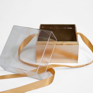 1131Agold Mini Gold Acrylic Square Flower Box