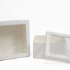 w7336 White Velvet Square Flower Box with Window Set of 2