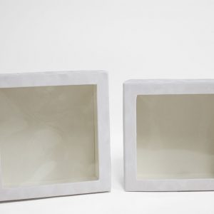 w7336 White Velvet Square Flower Box with Window Set of 2